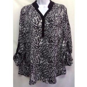 Women's Black Animal Print Tunic Blouse 16